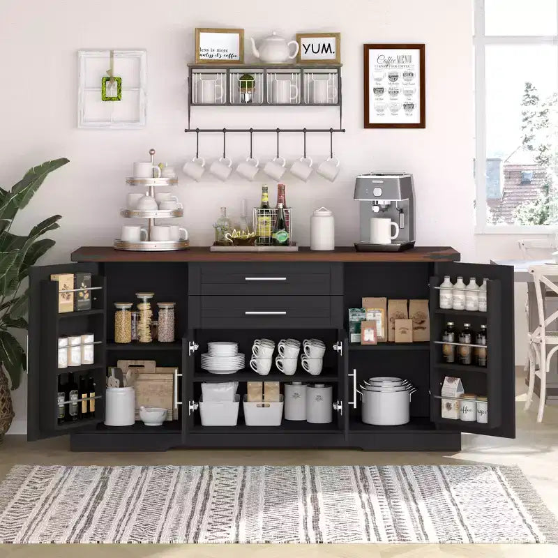 Mobiletto da fattoria da 160 cm con porta a battente – Nero o Bianco