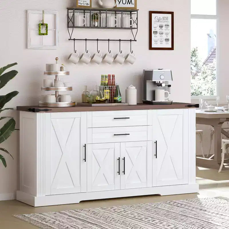 Mobiletto da fattoria da 160 cm con porta a battente – Nero o Bianco