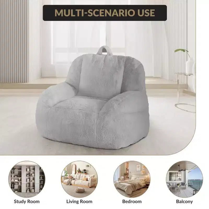 Poltrona Sacco Gigante in Similpelle – Poltrona Sacco per Adulti con Imbottitura e Maniglie per Soggiorno