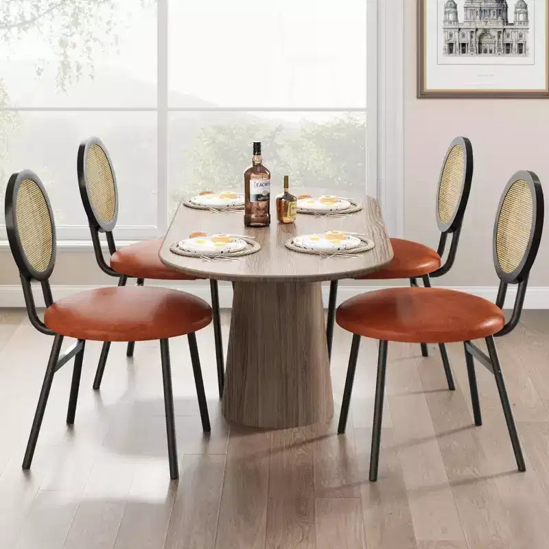 Sedie da pranzo moderne imbottite con schienale in rattan naturale – Set da 2 o 4