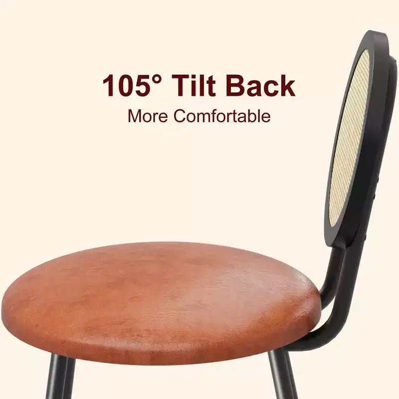 Sedie da pranzo moderne imbottite con schienale in rattan naturale – Set da 2 o 4