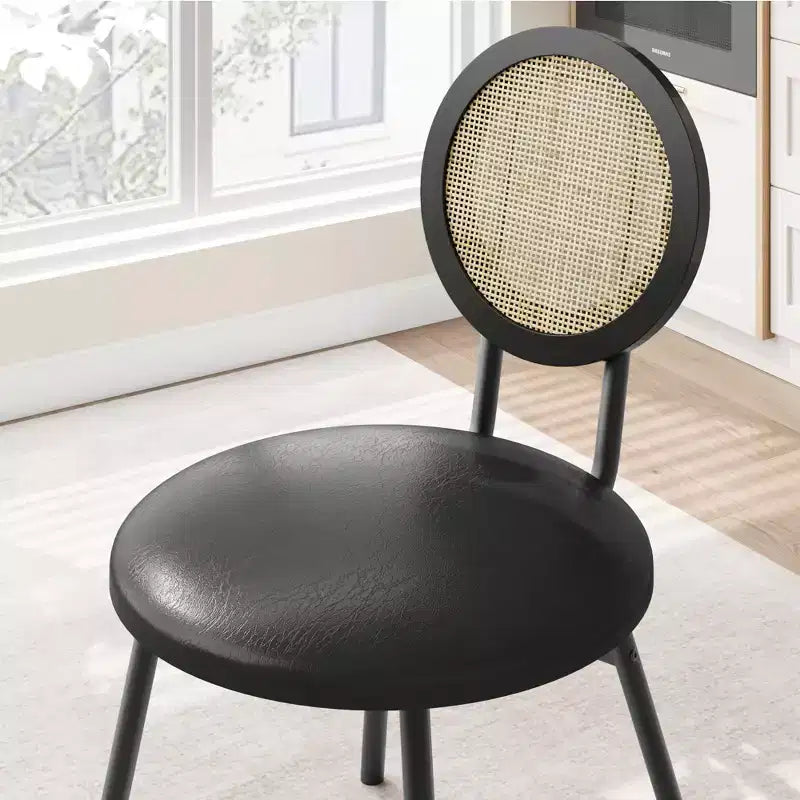 Sedie da pranzo moderne imbottite con schienale in rattan naturale – Set da 2 o 4