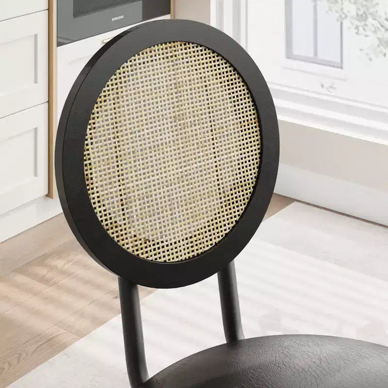 Sedie da pranzo moderne imbottite con schienale in rattan naturale – Set da 2 o 4