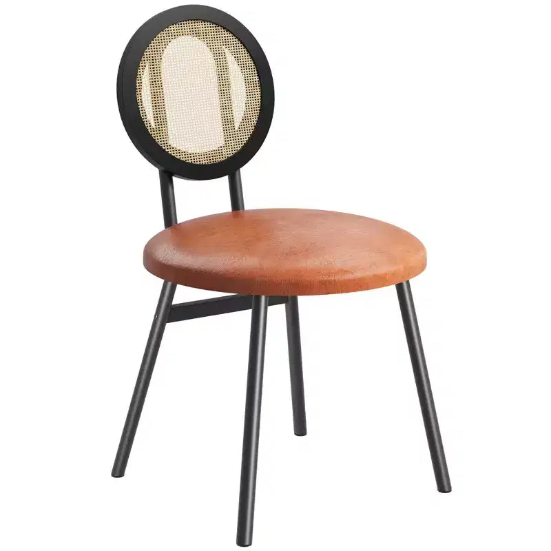 Sedie da pranzo moderne imbottite con schienale in rattan naturale – Set da 2 o 4