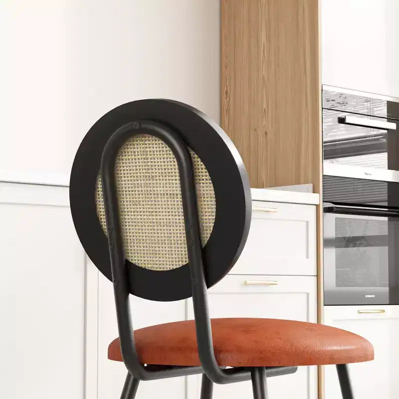 Sedie da pranzo moderne imbottite con schienale in rattan naturale – Set da 2 o 4