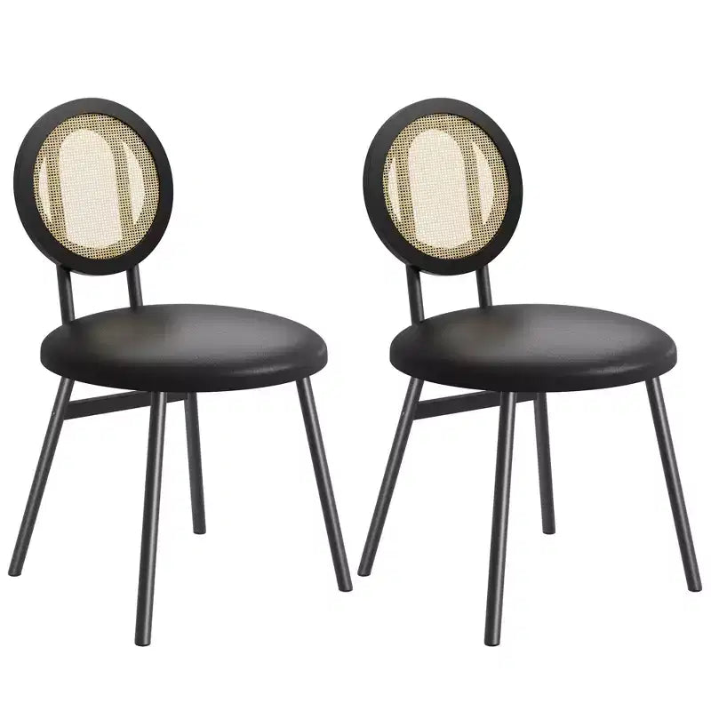 Sedie da pranzo moderne imbottite con schienale in rattan naturale – Set da 2 o 4