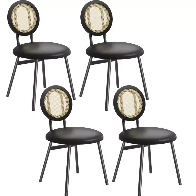 Sedie da pranzo moderne imbottite con schienale in rattan naturale – Set da 2 o 4