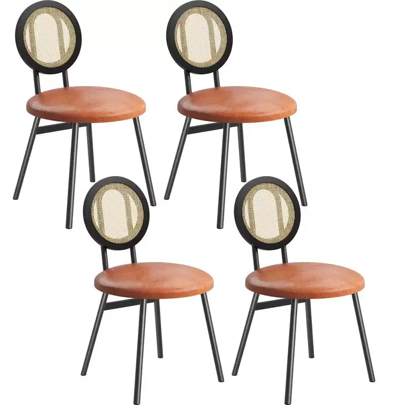 Sedie da pranzo moderne imbottite con schienale in rattan naturale – Set da 2 o 4