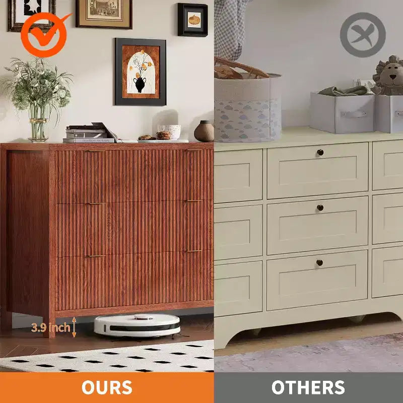 Cassettiera a 9 cassetti stile rustico per camera da letto – Finitura rovere o noce