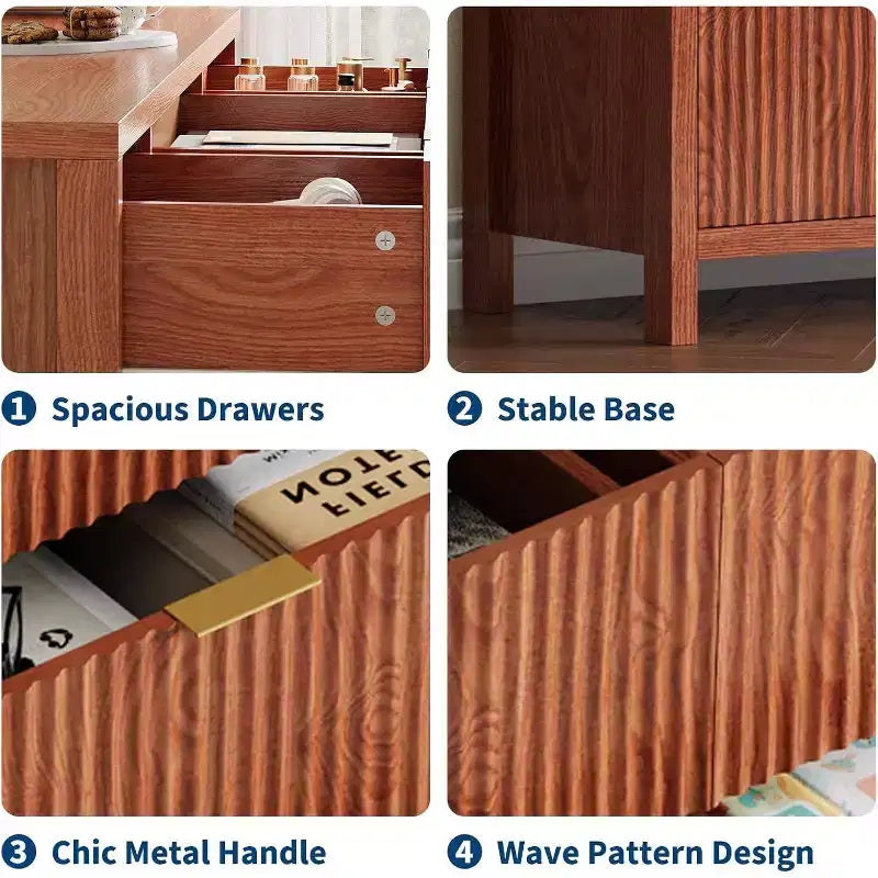 Cassettiera a 9 cassetti stile rustico per camera da letto – Finitura rovere o noce