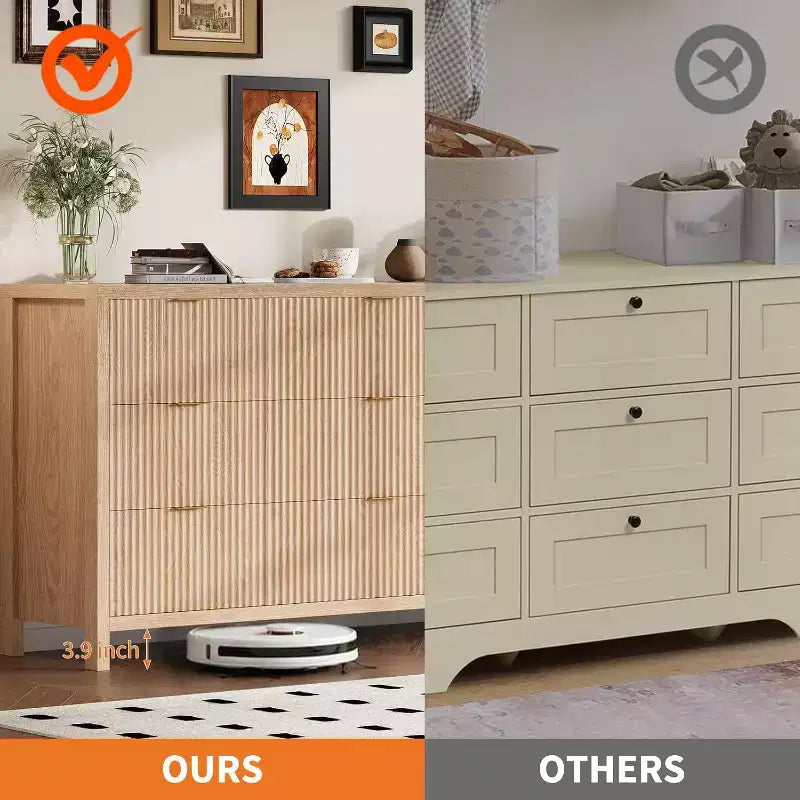 Cassettiera a 9 cassetti stile rustico per camera da letto – Finitura rovere o noce