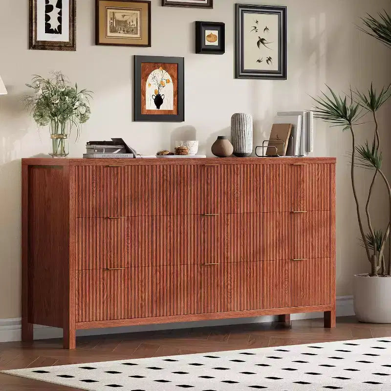 Cassettiera a 9 cassetti stile rustico per camera da letto – Finitura rovere o noce