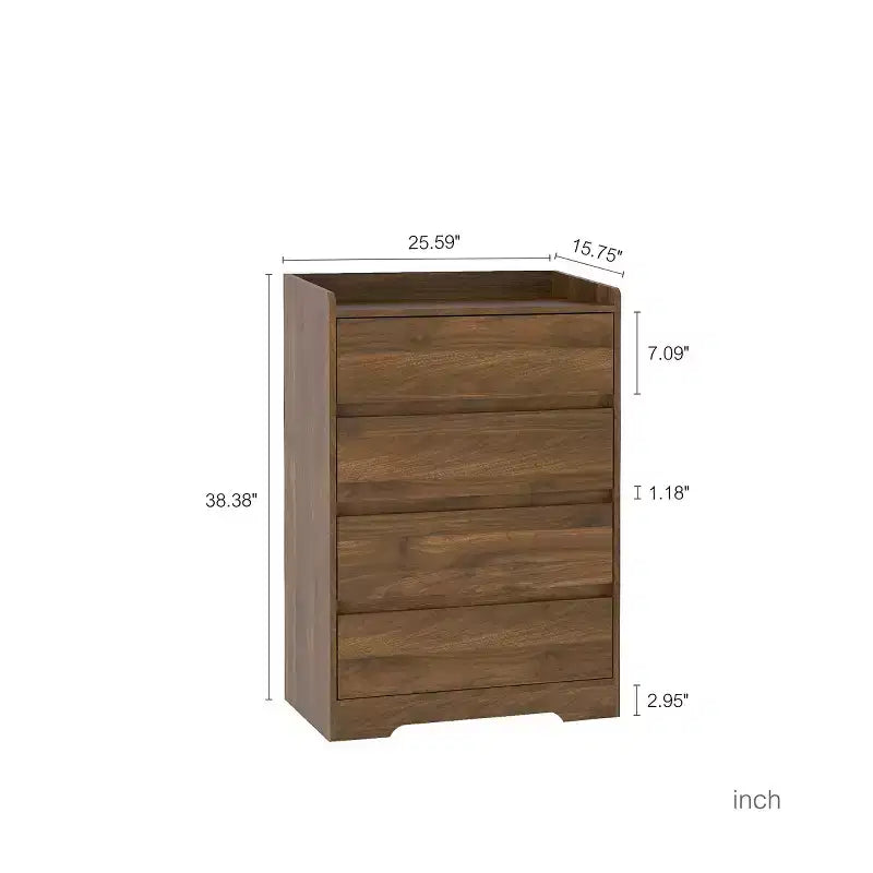 Cassettiera moderna a 4 cassetti – Mobile verticale senza maniglie per camera da letto, soggiorno e ufficio