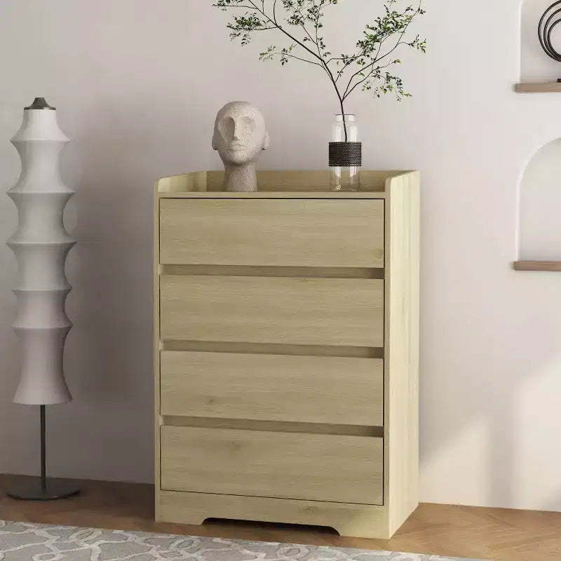 Cassettiera moderna a 4 cassetti – Mobile verticale senza maniglie per camera da letto, soggiorno e ufficio