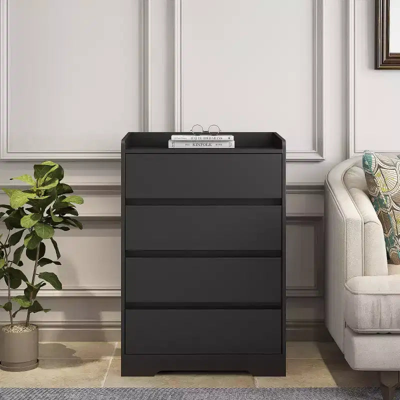 Cassettiera moderna a 4 cassetti – Mobile verticale senza maniglie per camera da letto, soggiorno e ufficio