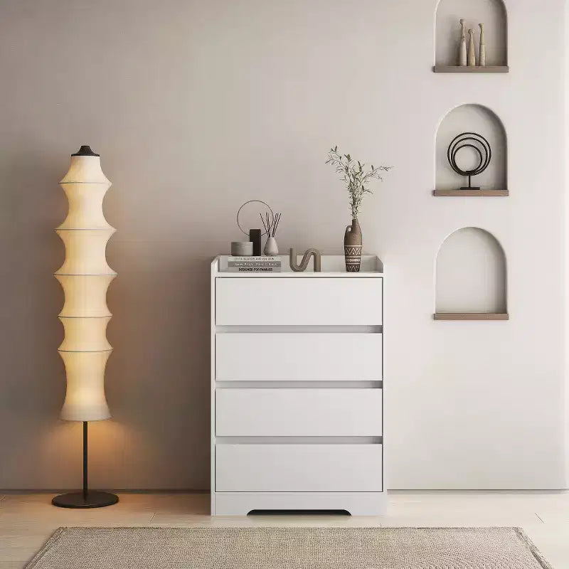 Cassettiera moderna a 4 cassetti – Mobile verticale senza maniglie per camera da letto, soggiorno e ufficio