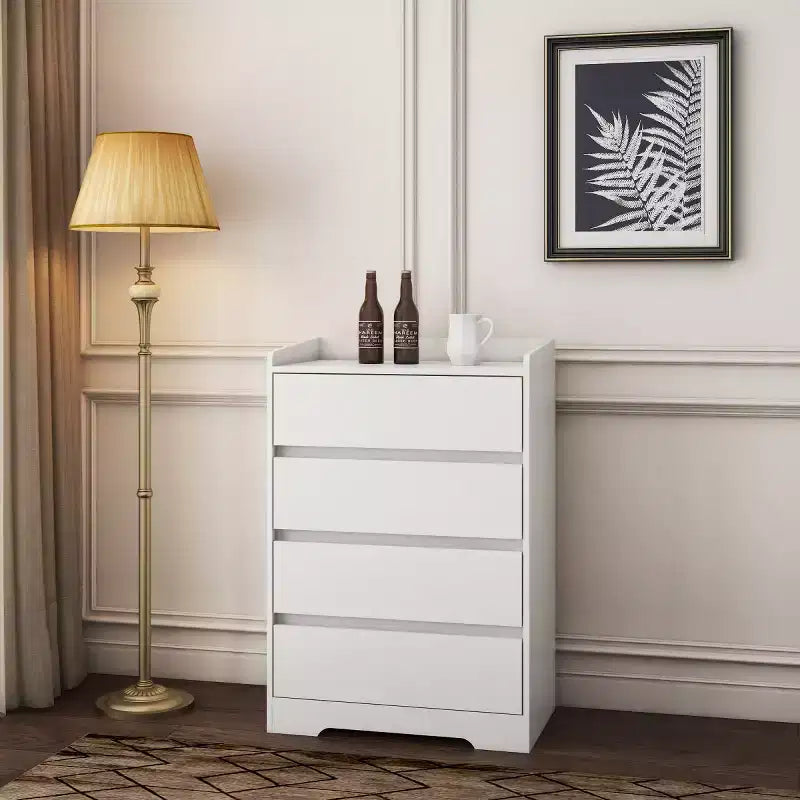 Cassettiera moderna a 4 cassetti – Mobile verticale senza maniglie per camera da letto, soggiorno e ufficio