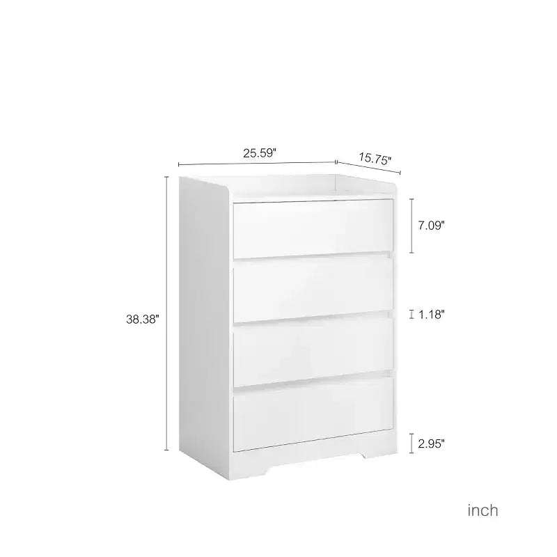 Cassettiera moderna a 4 cassetti – Mobile verticale senza maniglie per camera da letto, soggiorno e ufficio