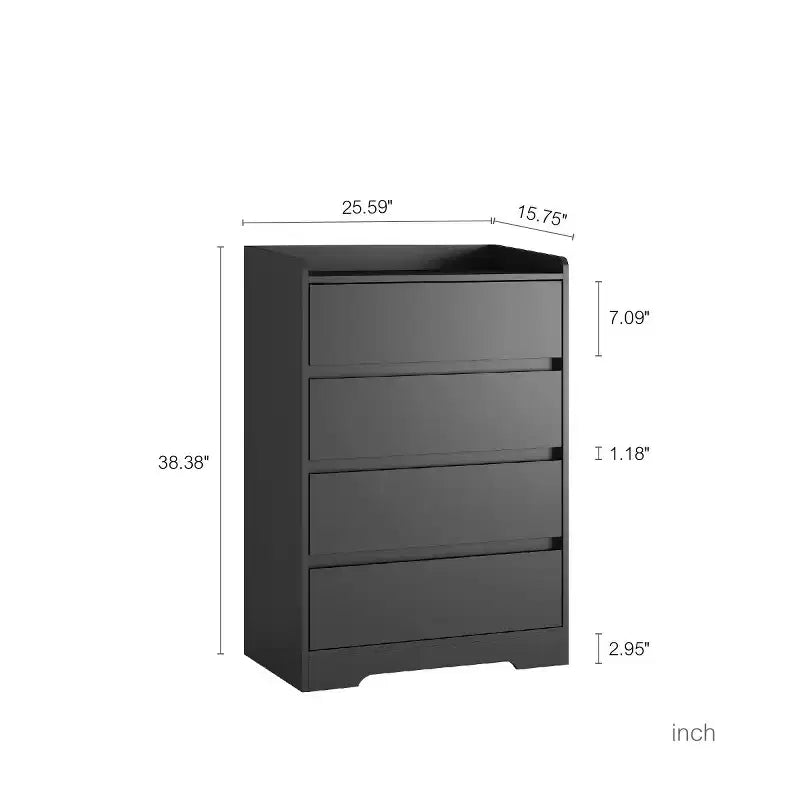 Cassettiera moderna a 4 cassetti – Mobile verticale senza maniglie per camera da letto, soggiorno e ufficio