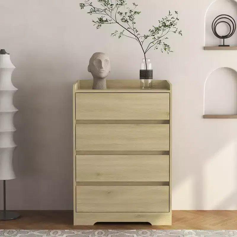 Cassettiera moderna a 4 cassetti – Mobile verticale senza maniglie per camera da letto, soggiorno e ufficio