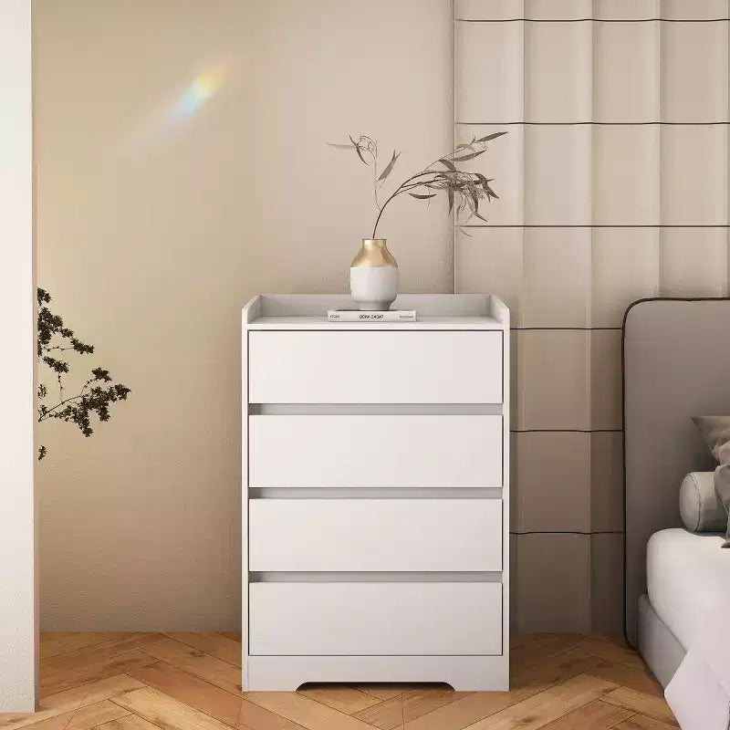 Cassettiera moderna a 4 cassetti – Mobile verticale senza maniglie per camera da letto, soggiorno e ufficio