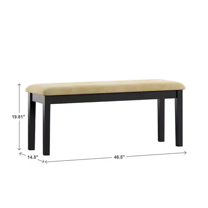 Panca da pranzo in legno nero – Panca imbottita per ingresso o sala da pranzo