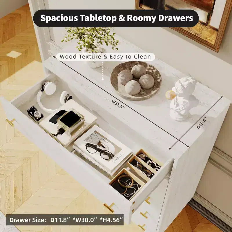 Cassettiera a 5 cassetti per camera da letto – Comodino con guide scorrevoli