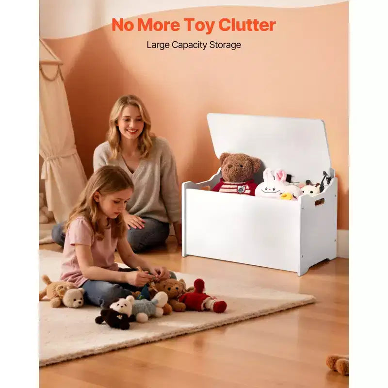 Panca contenitore per bambini – Baule in legno portagiochi con schienale per bambini