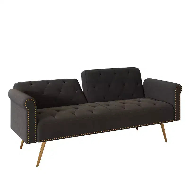 Divano letto moderno da 70" in legno e velluto – Divano letto trasformabile