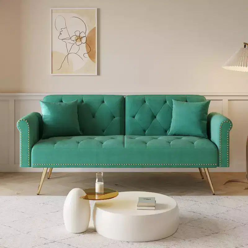 Divano letto moderno da 70" in legno e velluto – Divano letto trasformabile