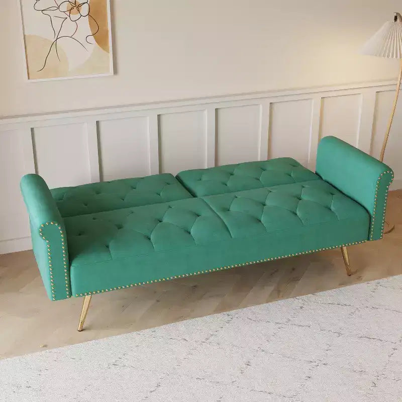 Divano letto moderno da 70" in legno e velluto – Divano letto trasformabile