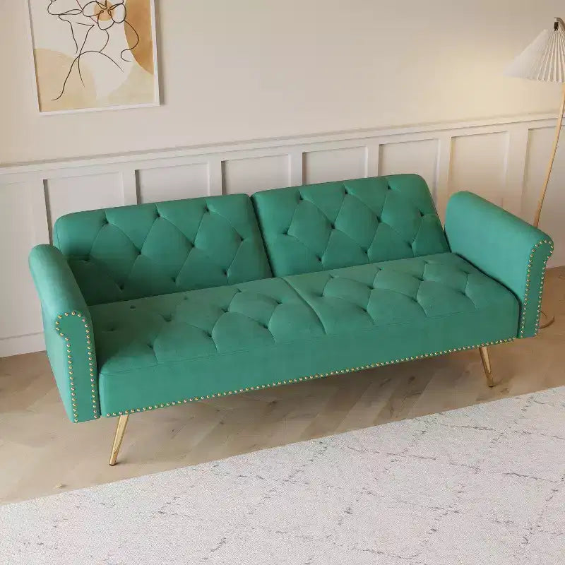 Divano letto moderno da 70" in legno e velluto – Divano letto trasformabile