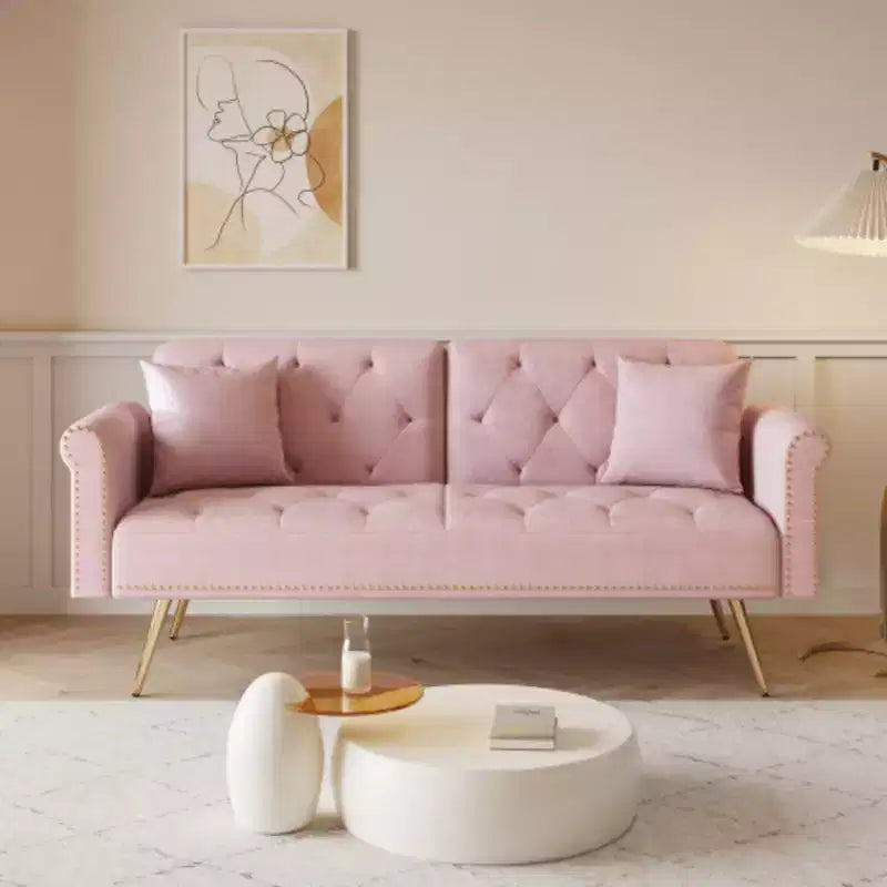 Divano letto moderno da 70" in legno e velluto – Divano letto trasformabile