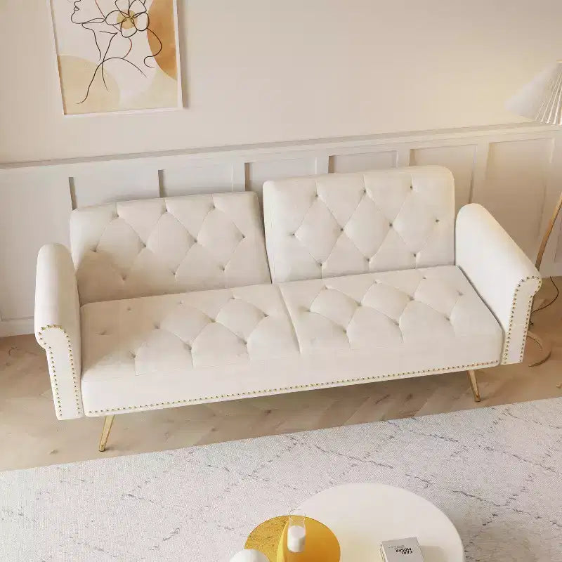 Divano letto moderno da 70" in legno e velluto – Divano letto trasformabile