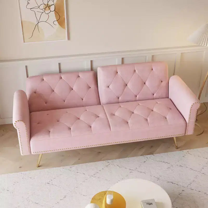 Divano letto moderno da 70" in legno e velluto – Divano letto trasformabile