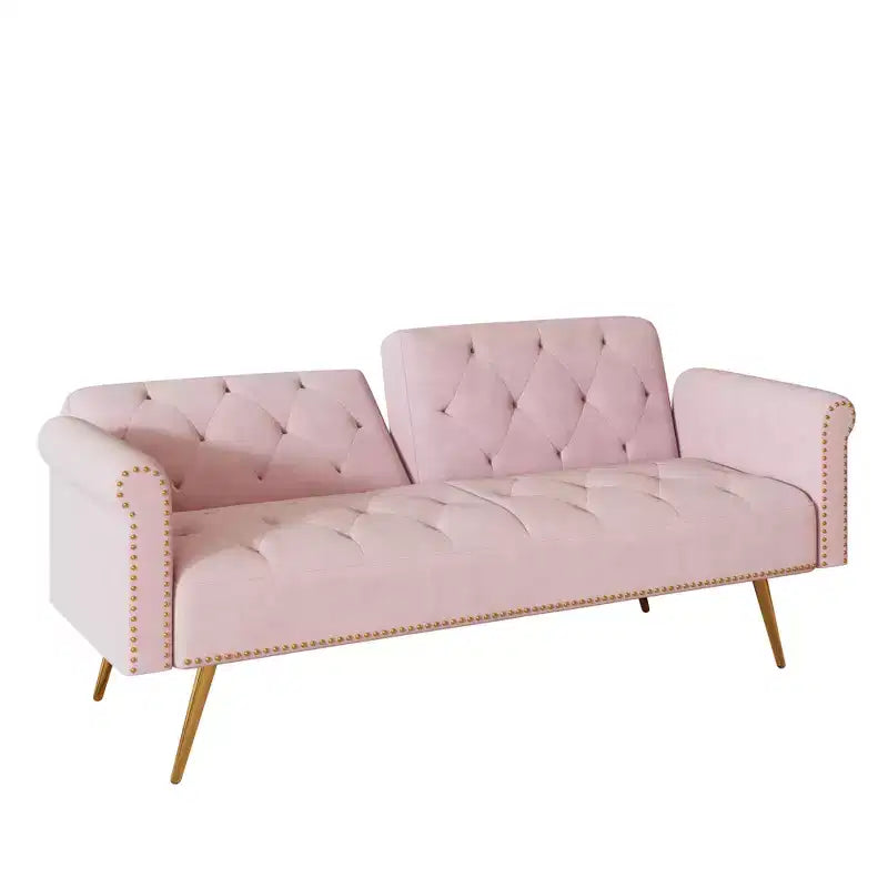 Divano letto moderno da 70" in legno e velluto – Divano letto trasformabile