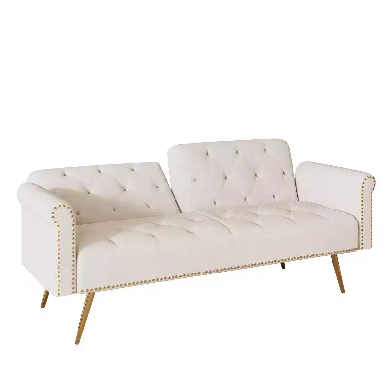 Divano letto moderno da 70" in legno e velluto – Divano letto trasformabile