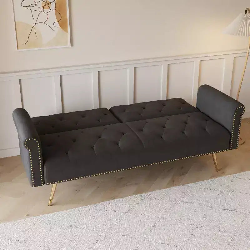 Divano letto moderno da 70" in legno e velluto – Divano letto trasformabile
