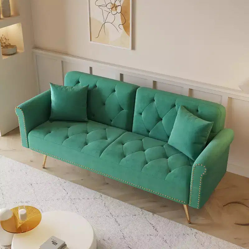 Divano letto moderno da 70" in legno e velluto – Divano letto trasformabile