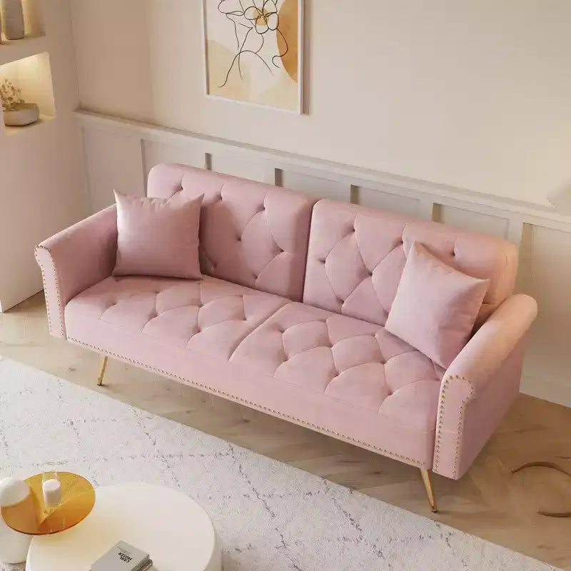 Divano letto moderno da 70" in legno e velluto – Divano letto trasformabile