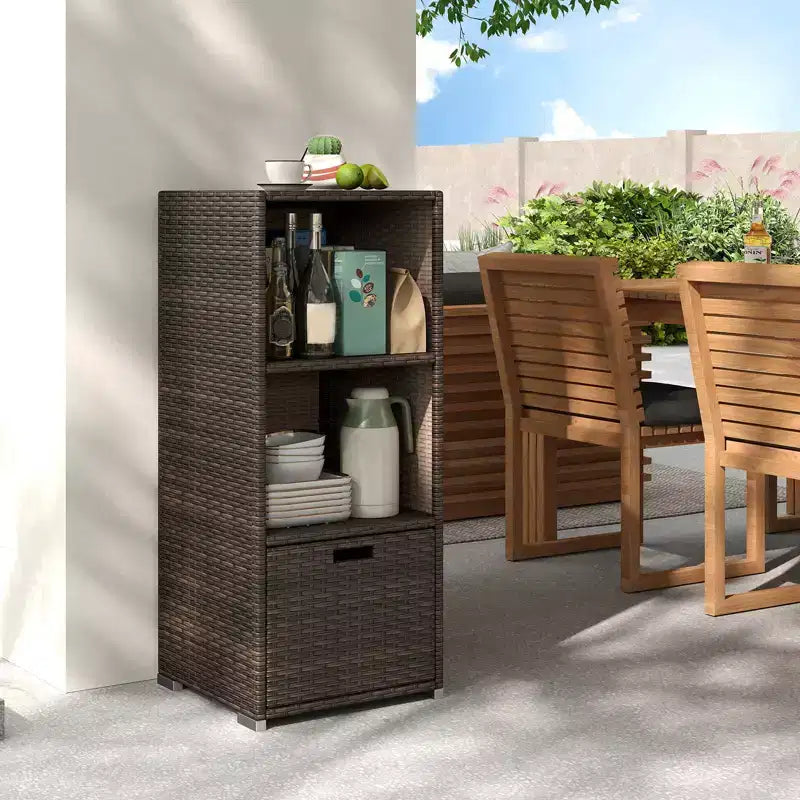 Armadietto da esterno con ripiani e cassetto estraibile - Armadietto da giardino impermeabile