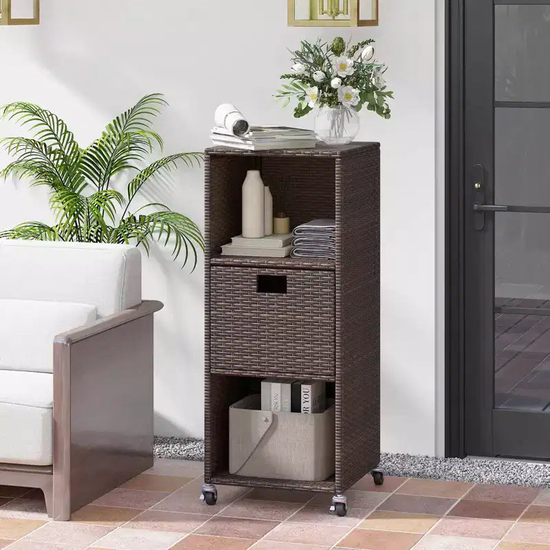 Armadietto da esterno con ripiani e cassetto estraibile - Armadietto da giardino impermeabile