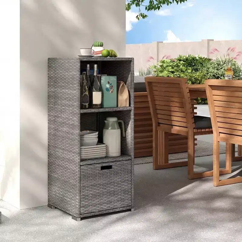Armadietto da esterno con ripiani e cassetto estraibile - Armadietto da giardino impermeabile
