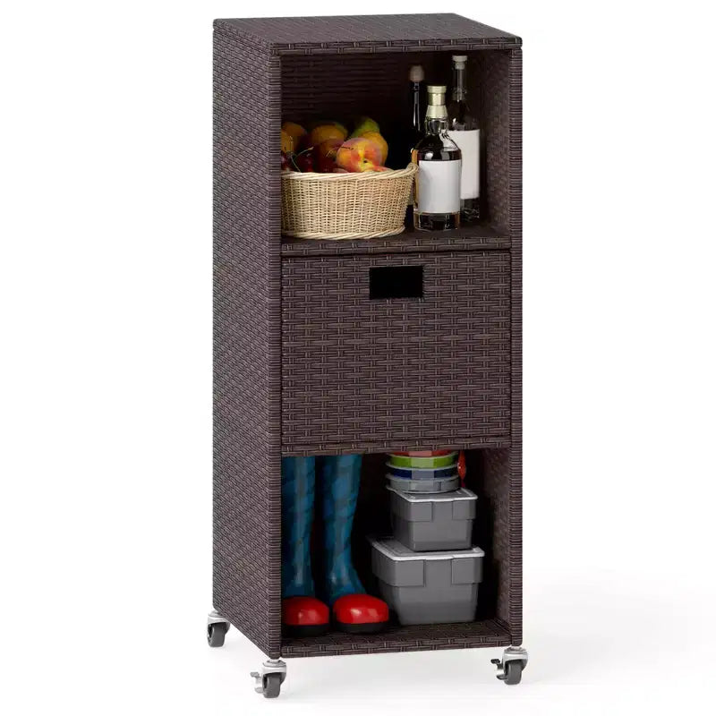 Armadietto da esterno con ripiani e cassetto estraibile - Armadietto da giardino impermeabile