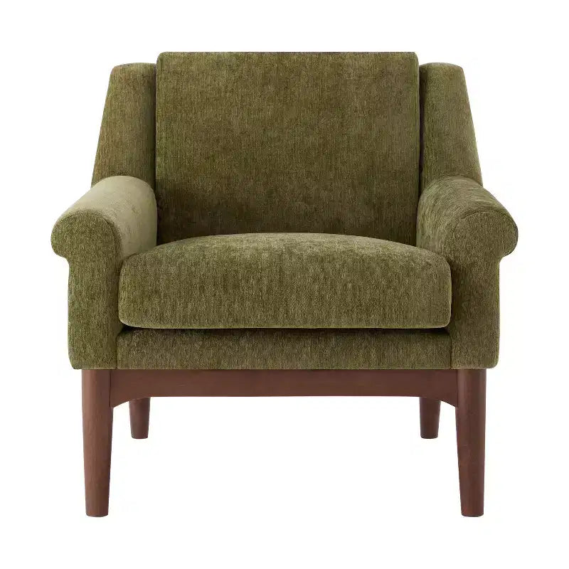 Poltrona con braccioli svasati – Poltrona da salotto imbottita beige o verde