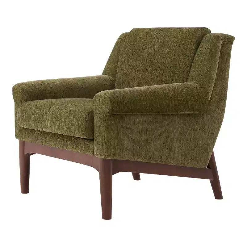 Poltrona con braccioli svasati – Poltrona da salotto imbottita beige o verde