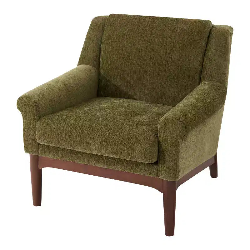 Poltrona con braccioli svasati – Poltrona da salotto imbottita beige o verde