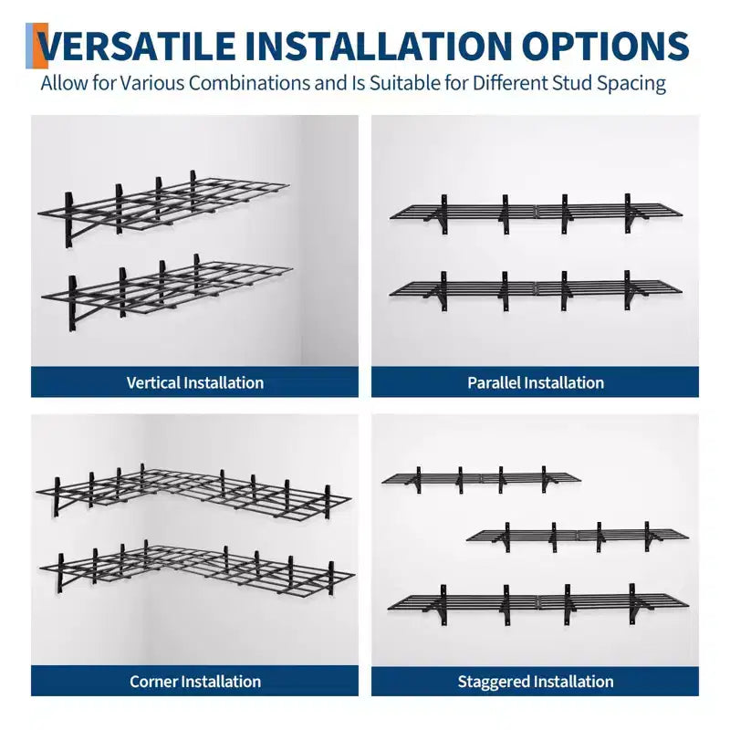 Confezione da 2 portatubi per garage 60x180cm – Scaffalatura resistente per garage