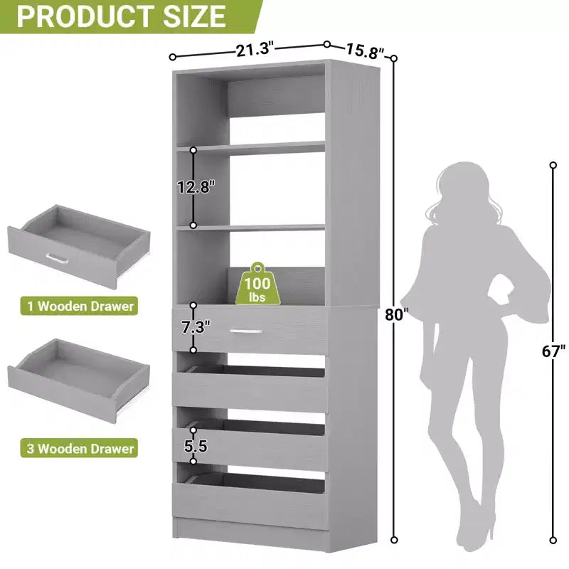 Dispensa alta 203 cm con cassetti – Mobiletto da cucina indipendente