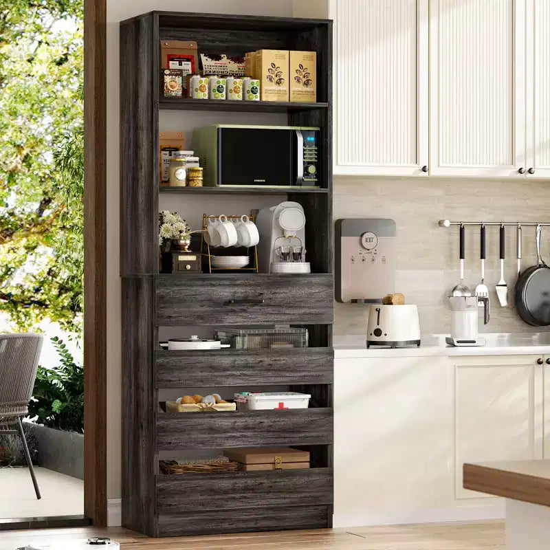 Dispensa alta 203 cm con cassetti – Mobiletto da cucina indipendente